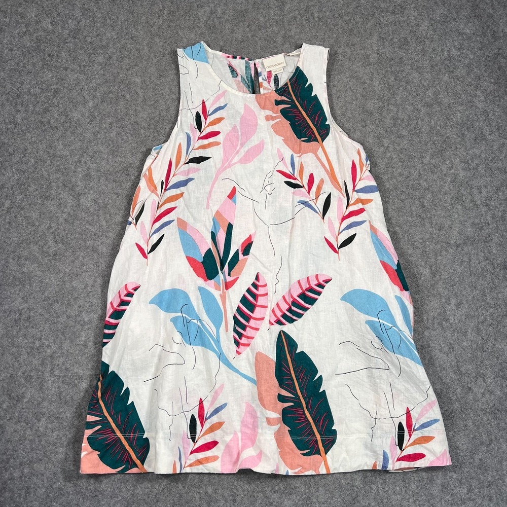 Cynthia Rowley Multicolored Floral Linen Sleeveless Blouse Women's Size XL